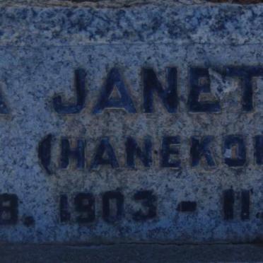 HUGO Helena Janetta nee HANEKOM 1903-1947