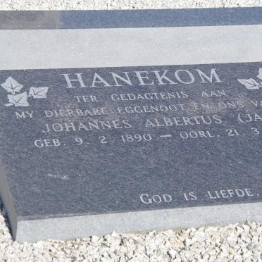HANEKOM Johannes Albertus 1890-1976