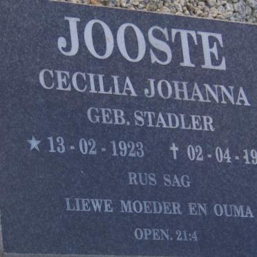 JOOSTE Cecilia Johanna nee STADLER 1923-1998