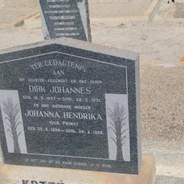KOTZE Dirk Johannes 1887-1951 &amp; Johanna Hendrika PRINS 1889-1959
