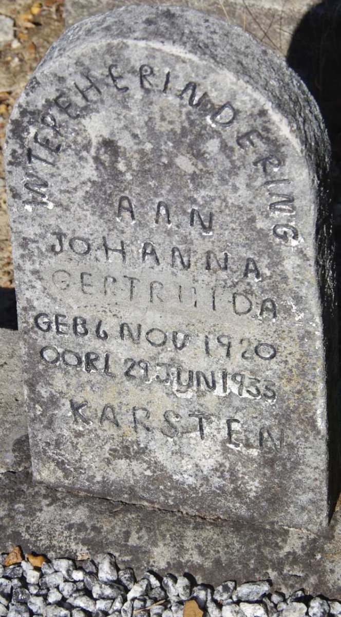 KARSTEN Johanna Gertruida 1920-1933