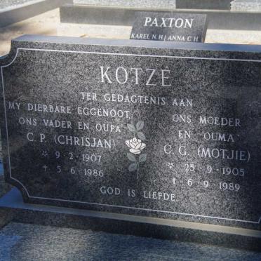 KOTZE C.P. 1907-1986 &amp; C.G. 1905-1989