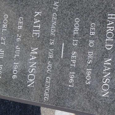 MANSON Katie 1906-1994 &amp; Harold 1903-1967