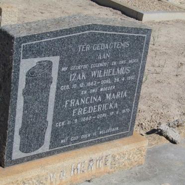 MERWE Izak Wilhelmus, van der 1883-1951 &amp; Francina Maria Fredericka 1888-1970