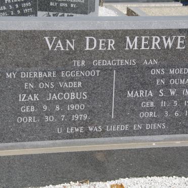 MERWE Izak Jaobus, van der 1900-1979 &amp; Maria S.W. 1907-1990