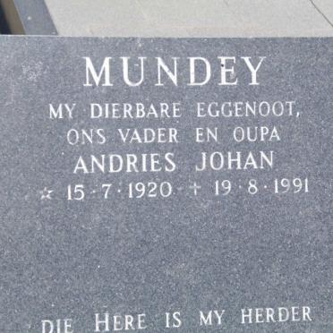 MUNDEY Andries Johan 1920-1991