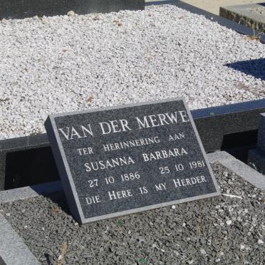 MERWE Susanna Barbara, van der 1886-1981
