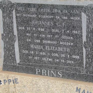 PRINS Johannes C.F. 1886-1967 &amp; Maria Elizabeth 1891-1969