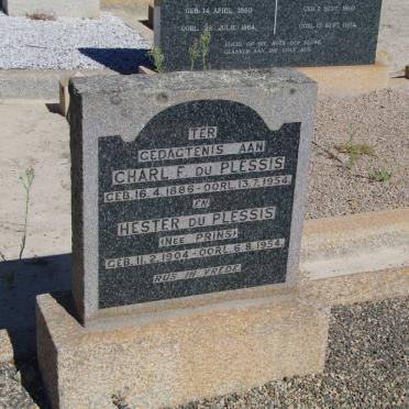 PLESSIS Charl F., du 1886-1954 &amp; Hester PRINS 1904-1954
