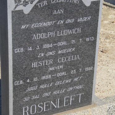 ROSENLEFT Adolph Ludwich 1894-1973 &amp; Hester Cecelia MEYER 1898-1982