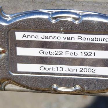 RENSBURG Anna, Janse van 1921-2002