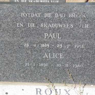 ROUX Paul 1889-1951 &amp; Alice 1891-1980