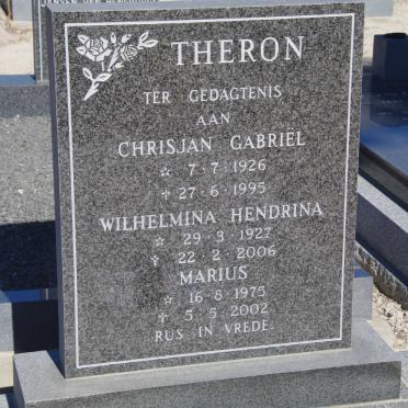 THERON Chrisjan Gabriël 1926-1995 &amp; Wilhelmina Hendrina 1927-2006 :: THERON Marius 1975-2002