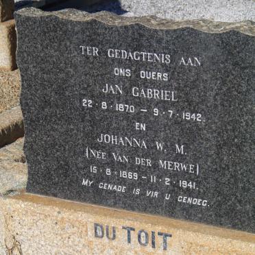 TOIT Jan Gabriel, du 1870-1942 &amp; Johanna W.M. van der MERWE 1869-1941