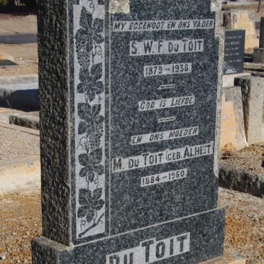 TOIT S.W.F., du 1879-1938 &amp; M. ALHEIT 1884-1960