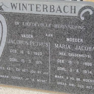 WINTERBACH Jacobus Petrus 1893-1971 &amp; Maria Jacoba GELDENHUYS 1905-1974