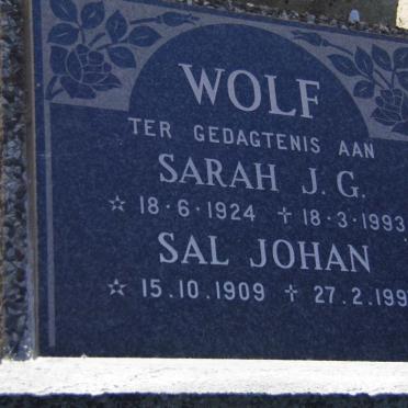 WOLF Sal Johan 1919-1997 &amp; Sarah J.G. 1924-1993
