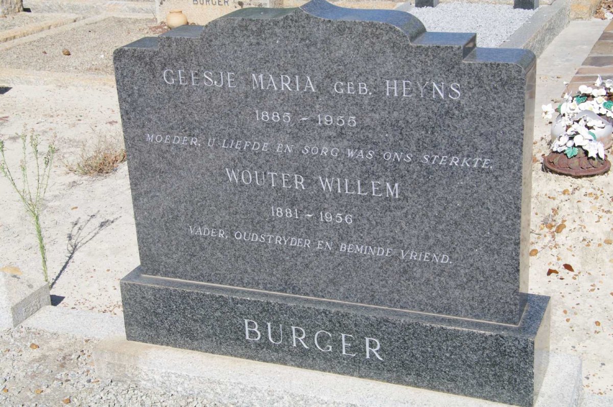 BURGER Wouter Willem 1881-1956 &amp; Geesje Maria HEYNS 1885-1955