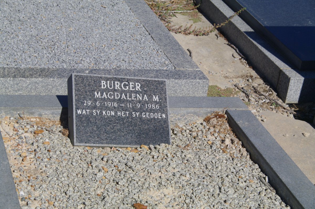 BURGER Magdalena M. 1916-1986