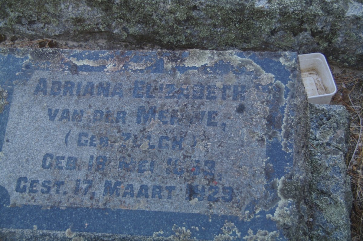 MERWE Adriana Elizabeth, van der nee ZULCH ?-1925