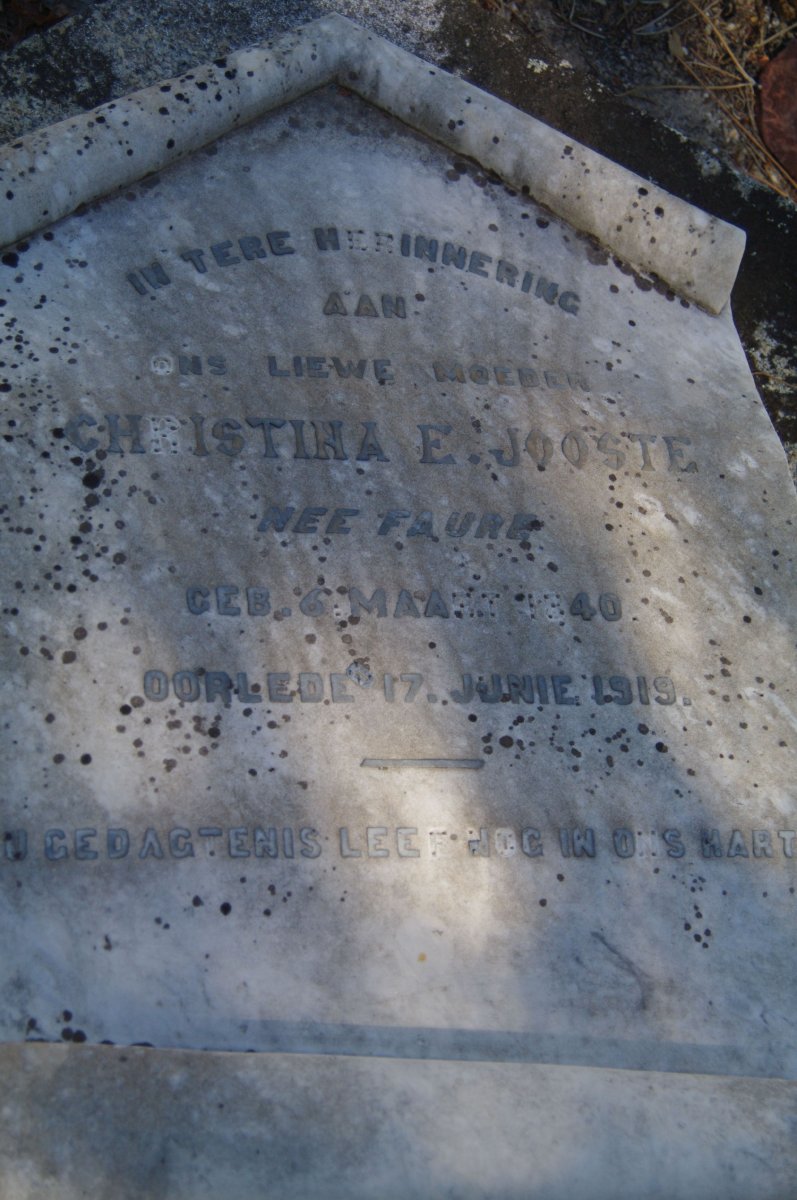 JOOSTE Christina E. nee FAURE 1840-1919
