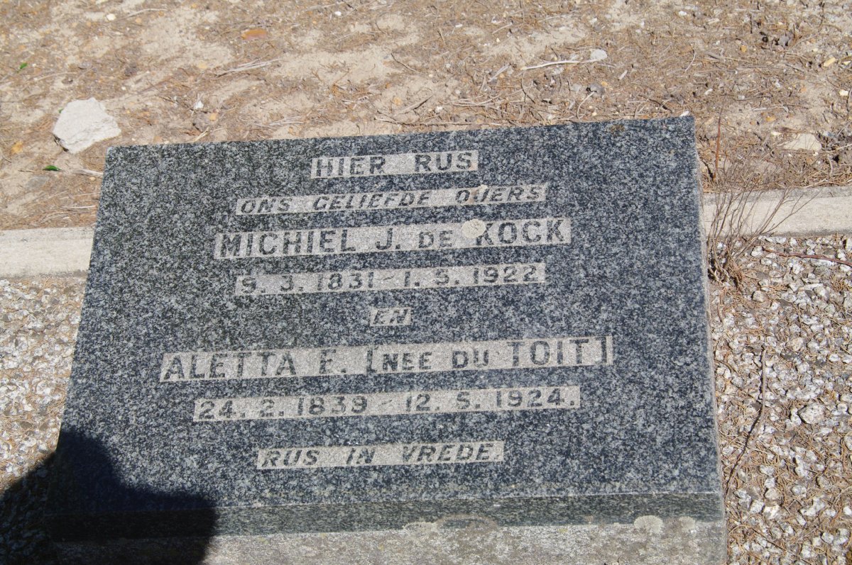KOCK Michiel J., de 1831-1922 &amp; Aletta E. DU TOIT 1839-1924