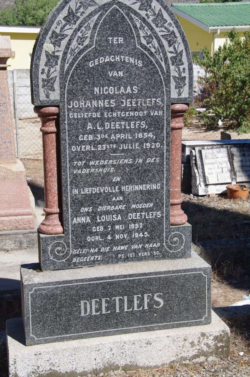 DEETLEFS Nicolaas Johannes 1854-1920 &amp; Anna Louisa 1857-1945