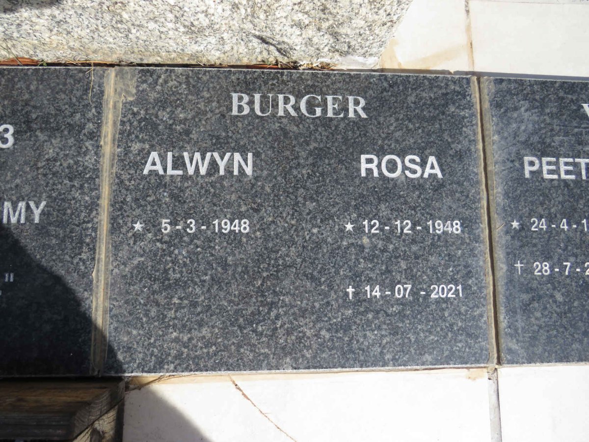 BURGER Alwyn 1948- & Rosa 1948-2021
