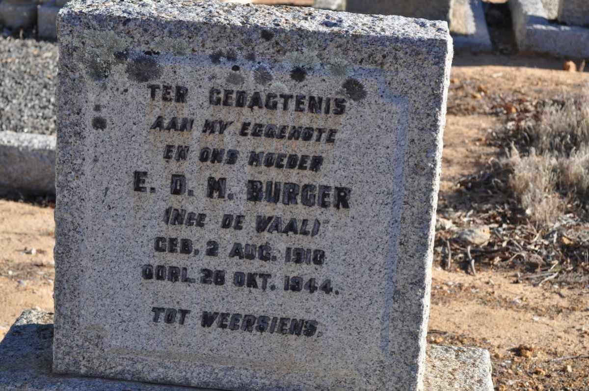 BURGER E.D.M. nee DE WAAL 1910-1944