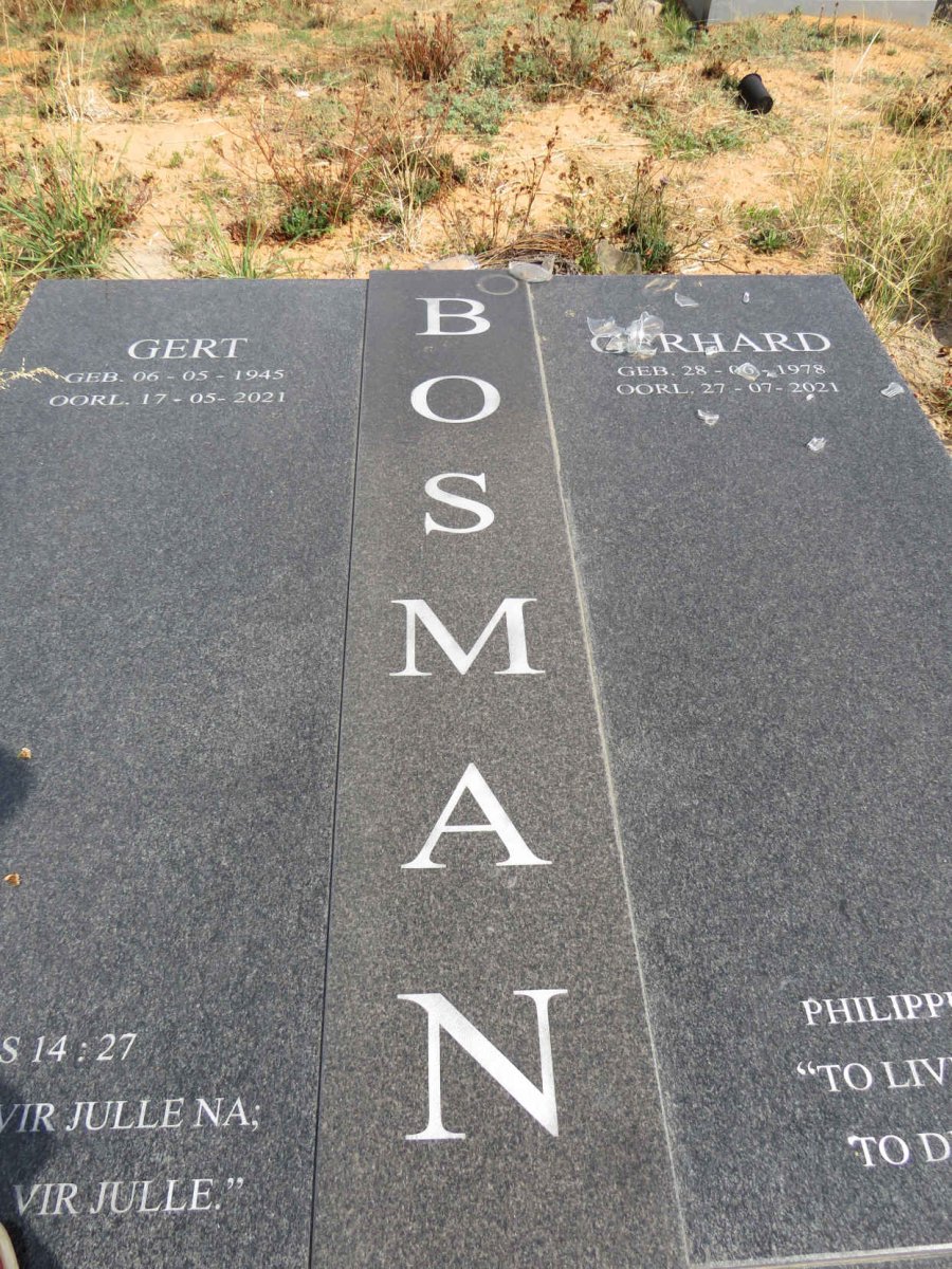 BOSMAN Gert 1945-2021 :: BOSMAN Gerhard 1978-2021