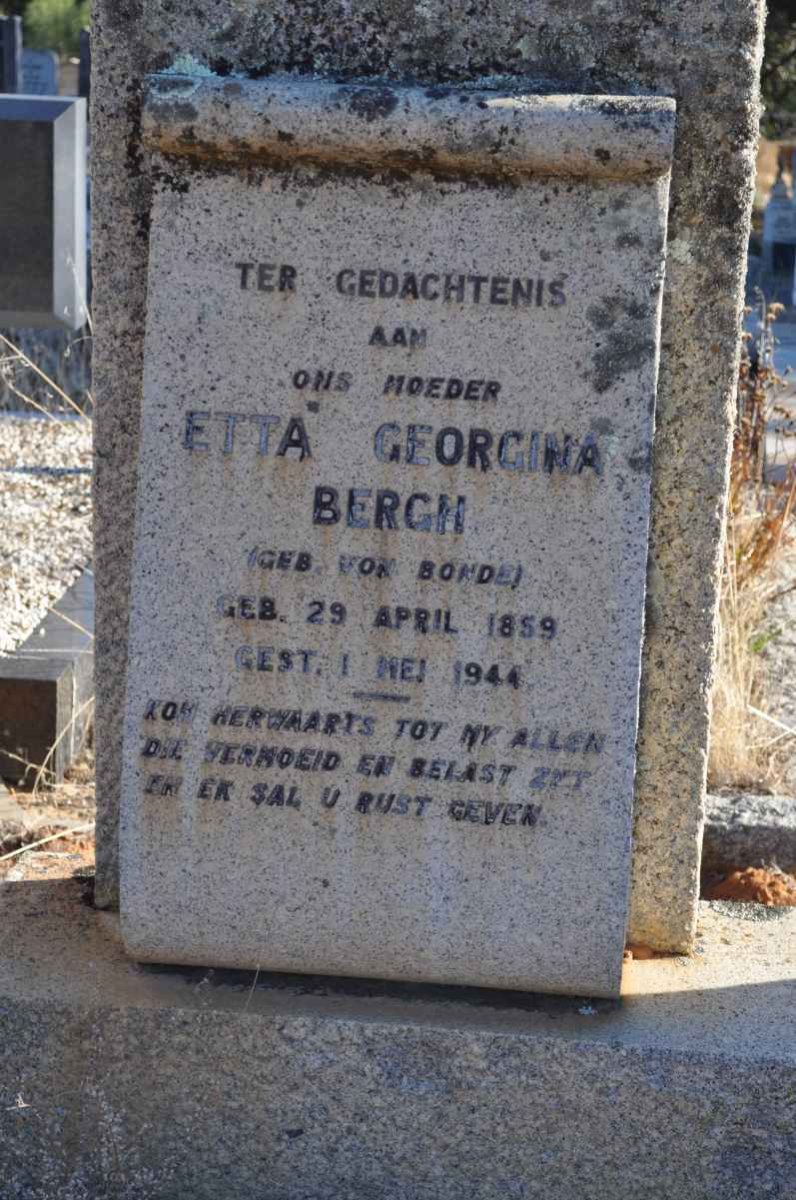 BERGH Etta Georgina nee VON BONDE 1859-1944