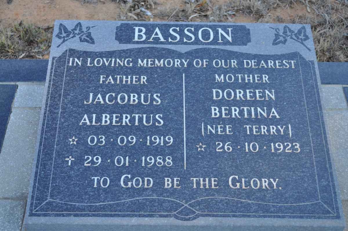 BASSON Jacobus Albertus 1919-1988 &amp; Doreen Bertina TERRY 1923-