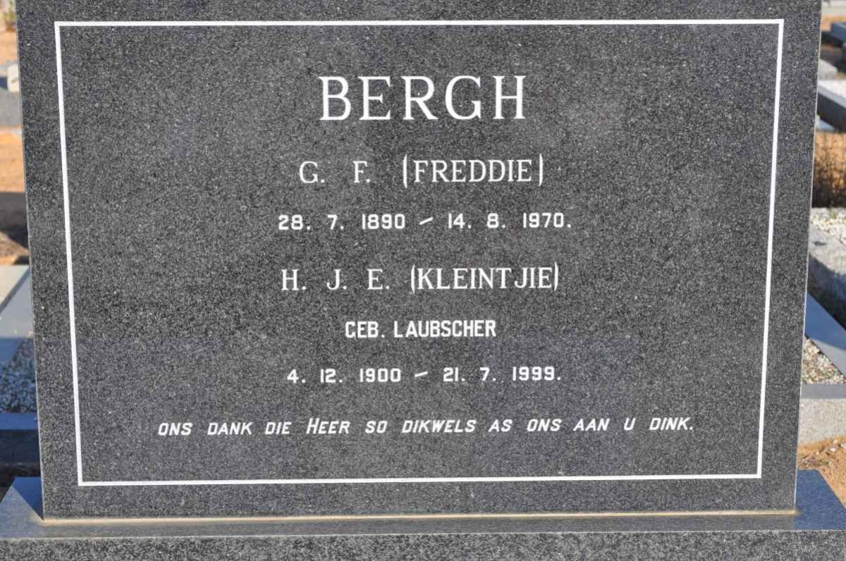 BERGH G.F. 1890-1970 &amp; H.J.E. LAUBSCHER 1900-1999