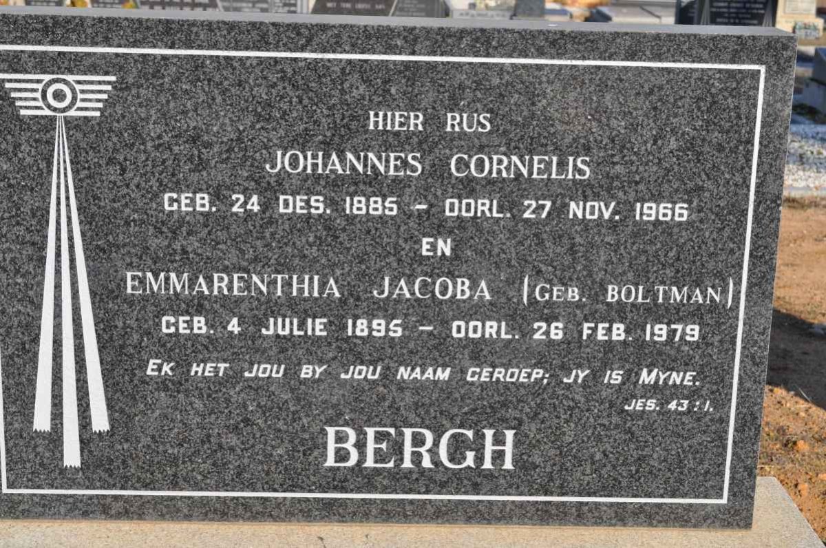BERGH Johannes Cornelis 1885-1966 &amp; Emmarenthia Jacoba BOLTMAN 1895-1979