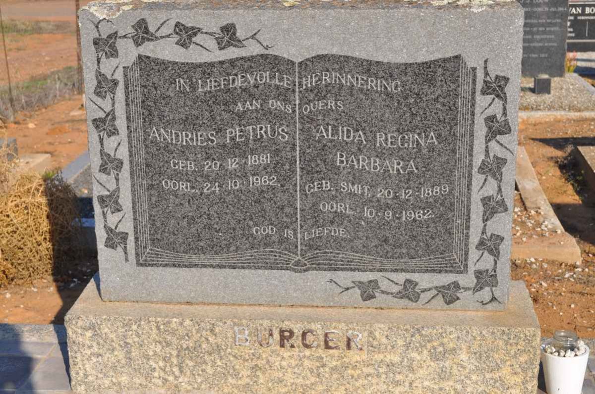 BURGER Andries Petrus 1881-1962 &amp; Alida Regina Barbara SMIT 1889-1962