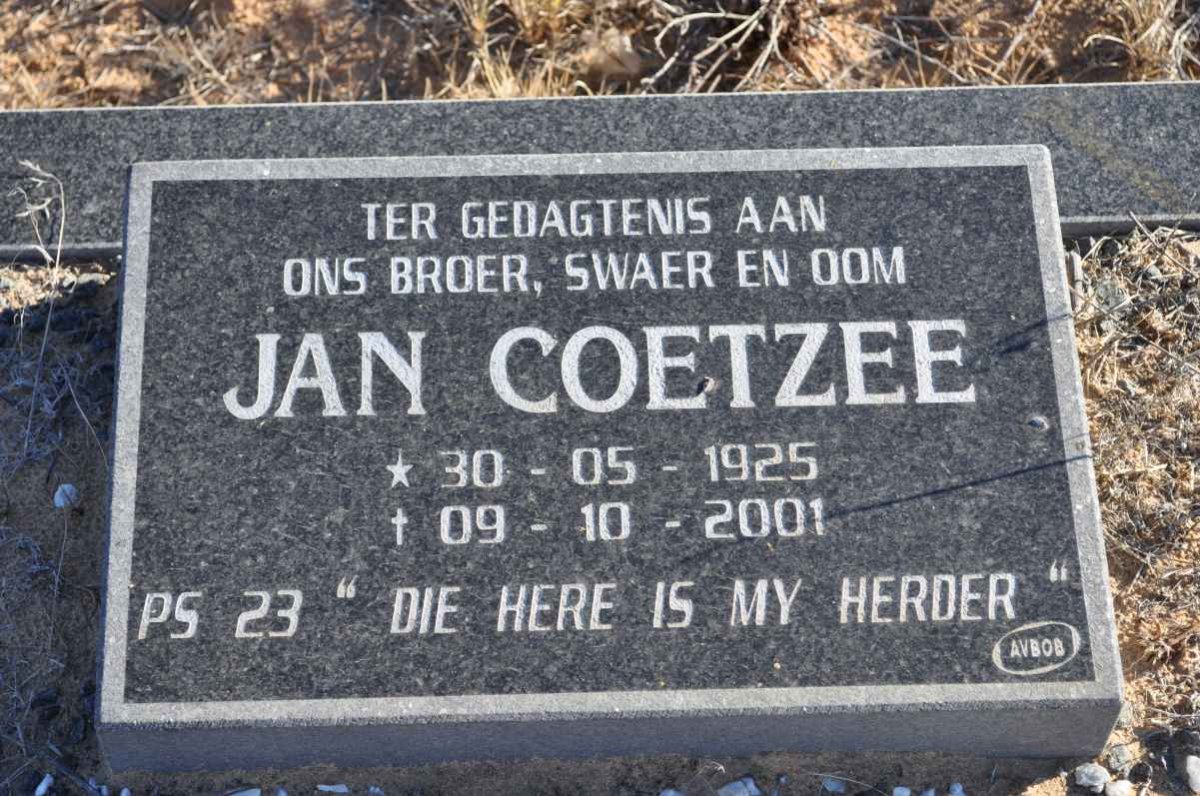 COETZEE Jan 1925-2001