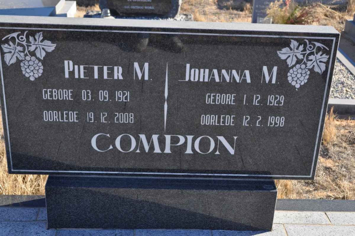 COMPION Pieter M. 1921-2008 &amp; Johanna M. 1929-1998