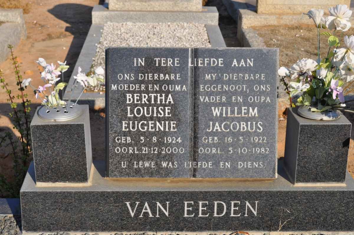 EEDEN Willem Jacobus, van 1922-1982 &amp; Bertha Louise Eugenie 1924-2000