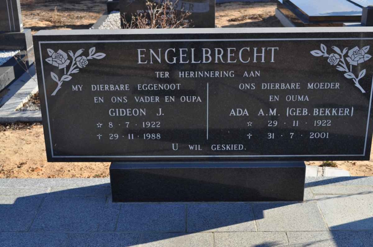ENGELBRECHT Gideon J. 1922-1988 &amp; Ada A.M. BEKKER 1922-2001