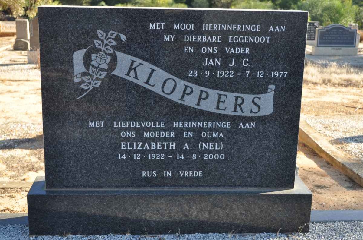 KLOPPERS Jan J.C. 1922-1977 &amp; Elizabeth A. NEL 1922-2000