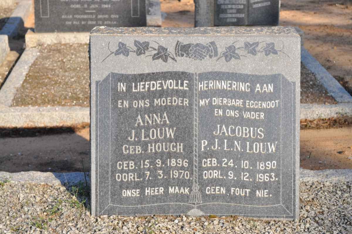LOUW Jacobus P.J.L.N. 1890-1963 &amp; Anna J. HOUGH 1896-1970