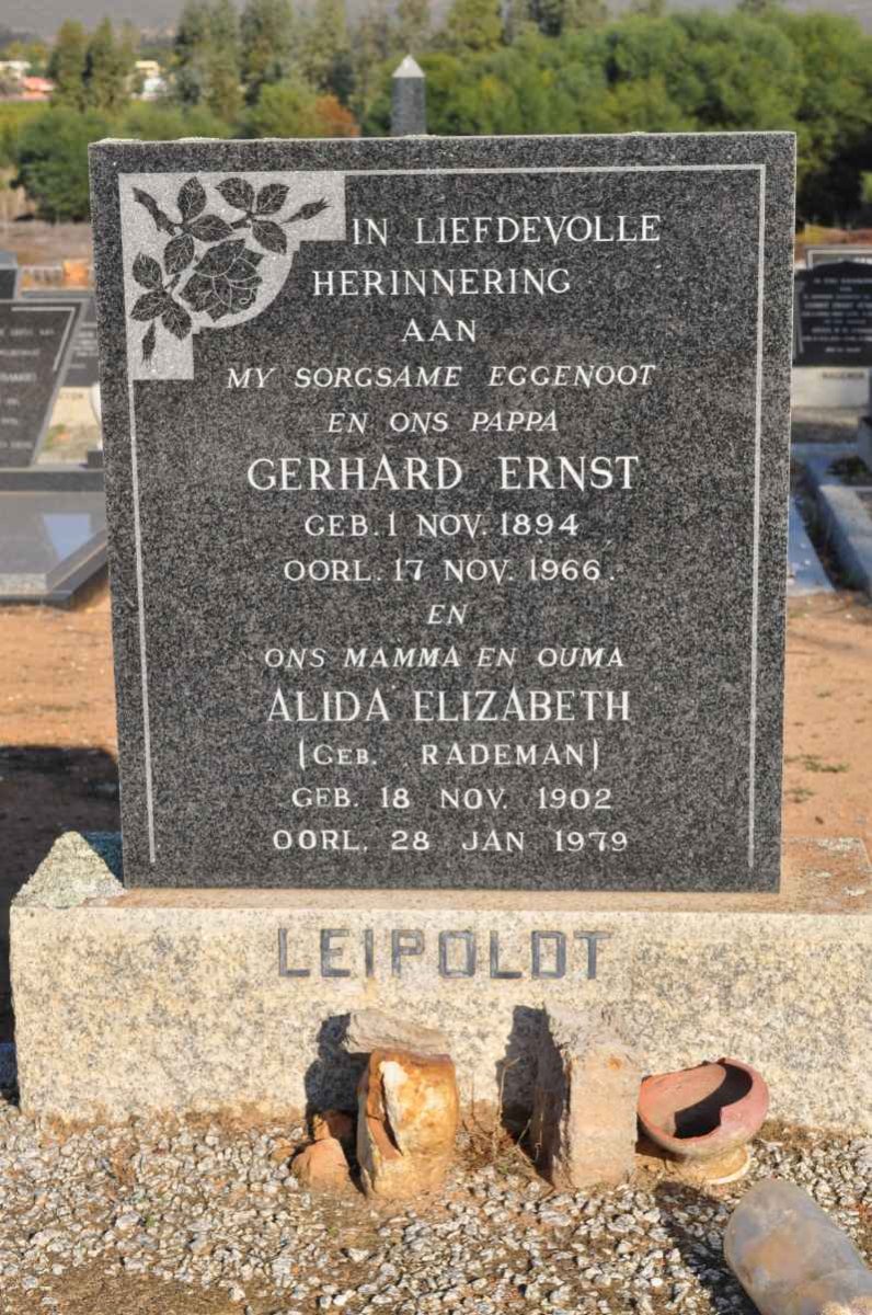 LEIPOLDT Gerhard Ernst 1894-1966 &amp; Alida Elizabeth RADEMAN 1902-1979