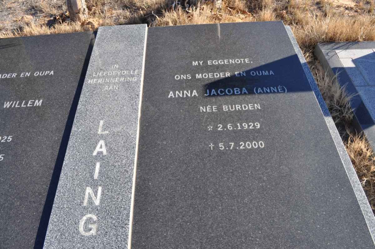 LAING Anna Jacoba nee BURDEN 1929-2000