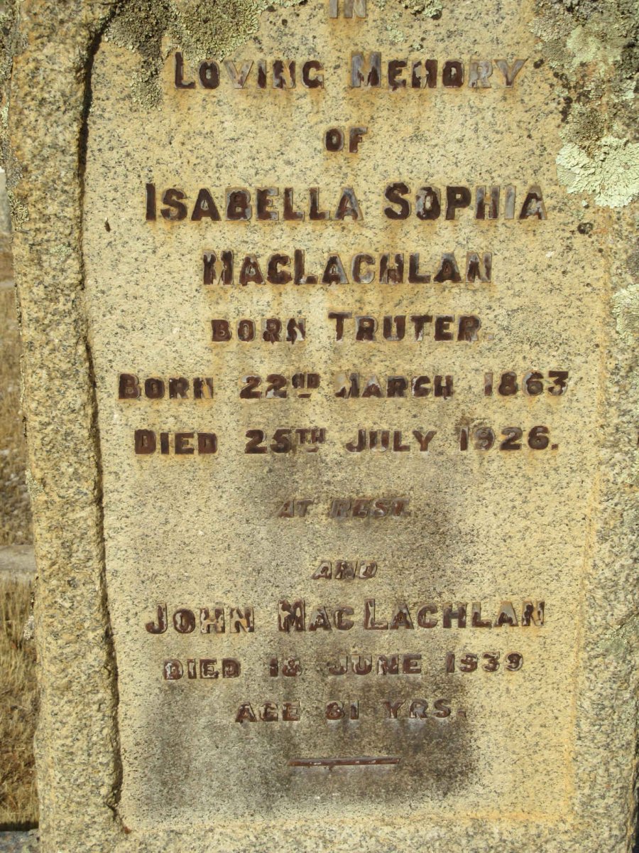 MACLACHLAN John -1939 &amp; Isabella Sophia TRUTER 1863-1926