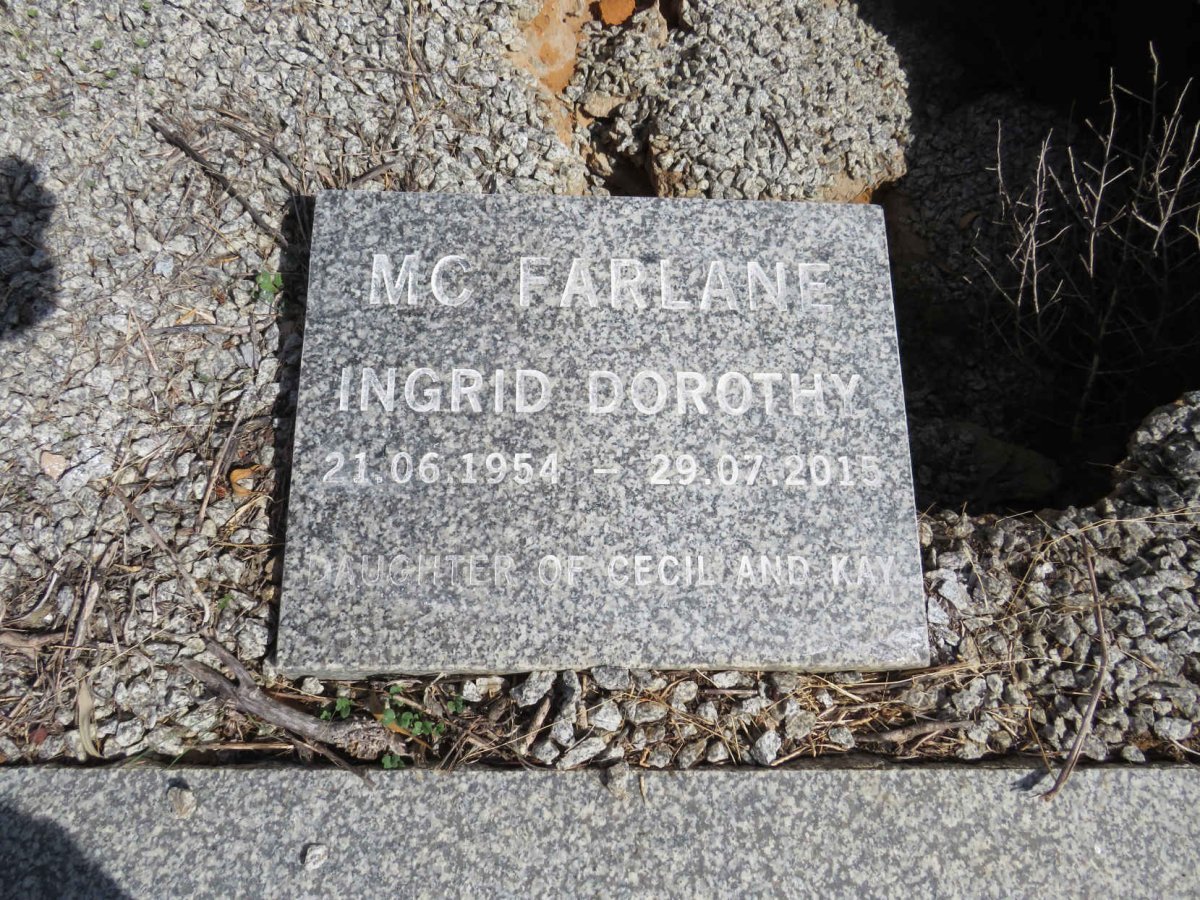 MCFARLANE Ingrid Dorothy 1954-2015