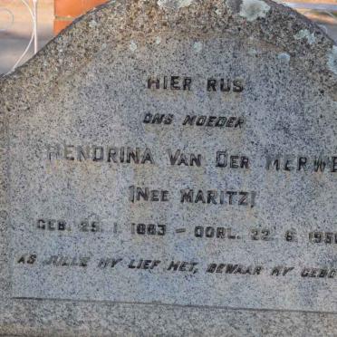 MERWE Hendrina, van der nee MARITZ 1883-1956