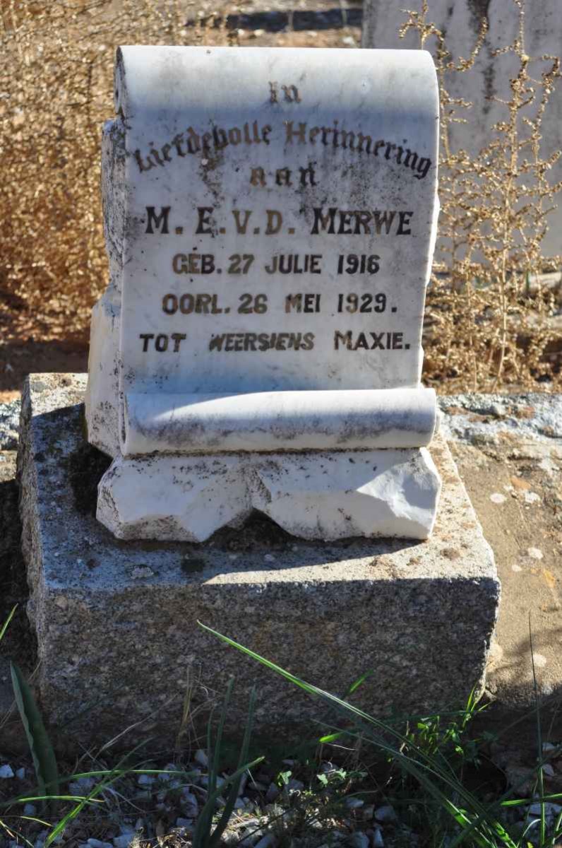 MERWE M.E., v.d. 1916-1929