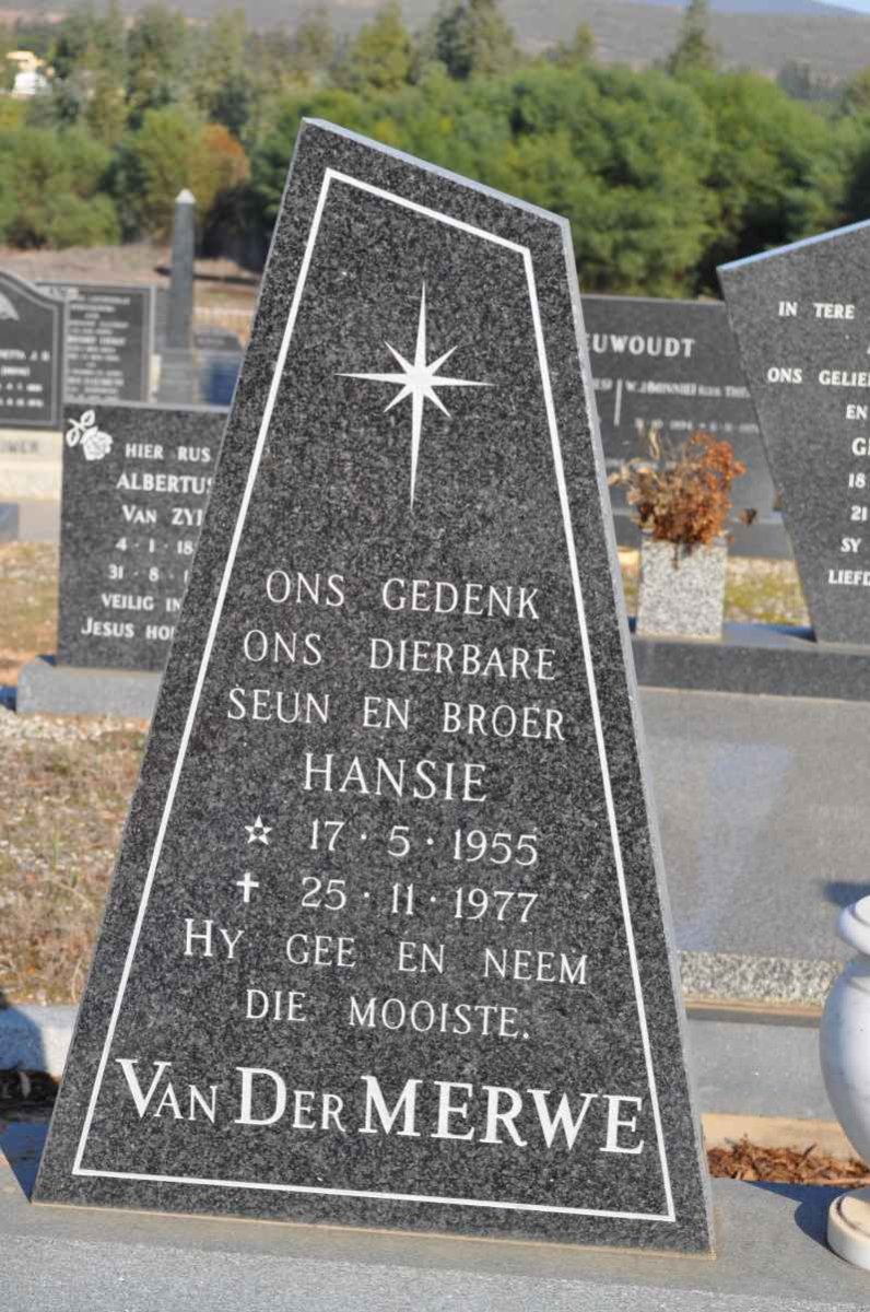 MERWE Hansie, van der 1955-1977