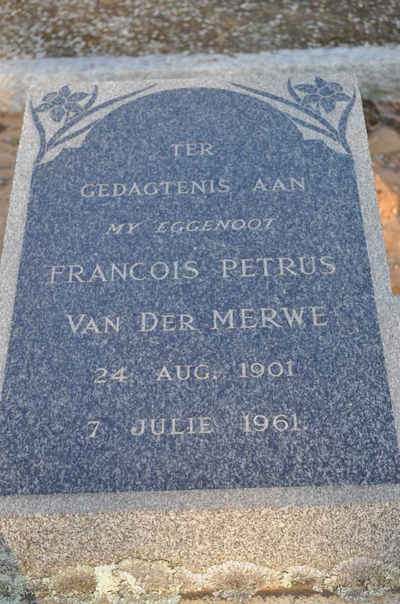 MERWE Francois Petrus, van der 1901-1961