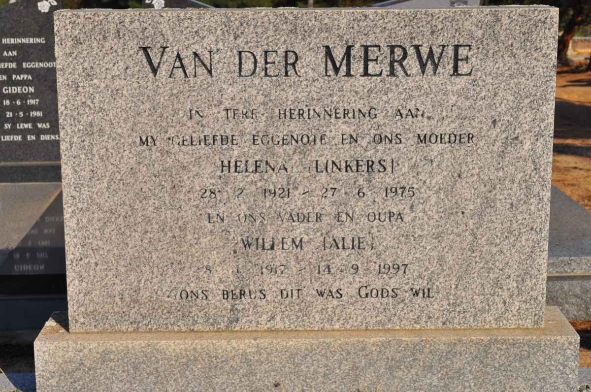 MERWE Willem, van der 1917-1997 &amp; Helena 1921-1975